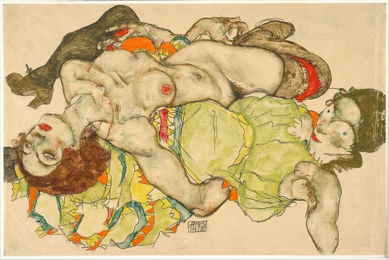 Egon Schiele, Dos mujeres echadas y entrelazadas, 1915