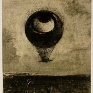 Odilón Redon, El ojo como un globo extraño se dirige hacia el infinito,1898
